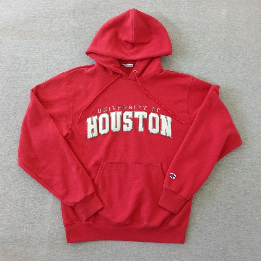 Champion University of Houston Hoodie Mens Small Red Eco Pullover Sweatshirt